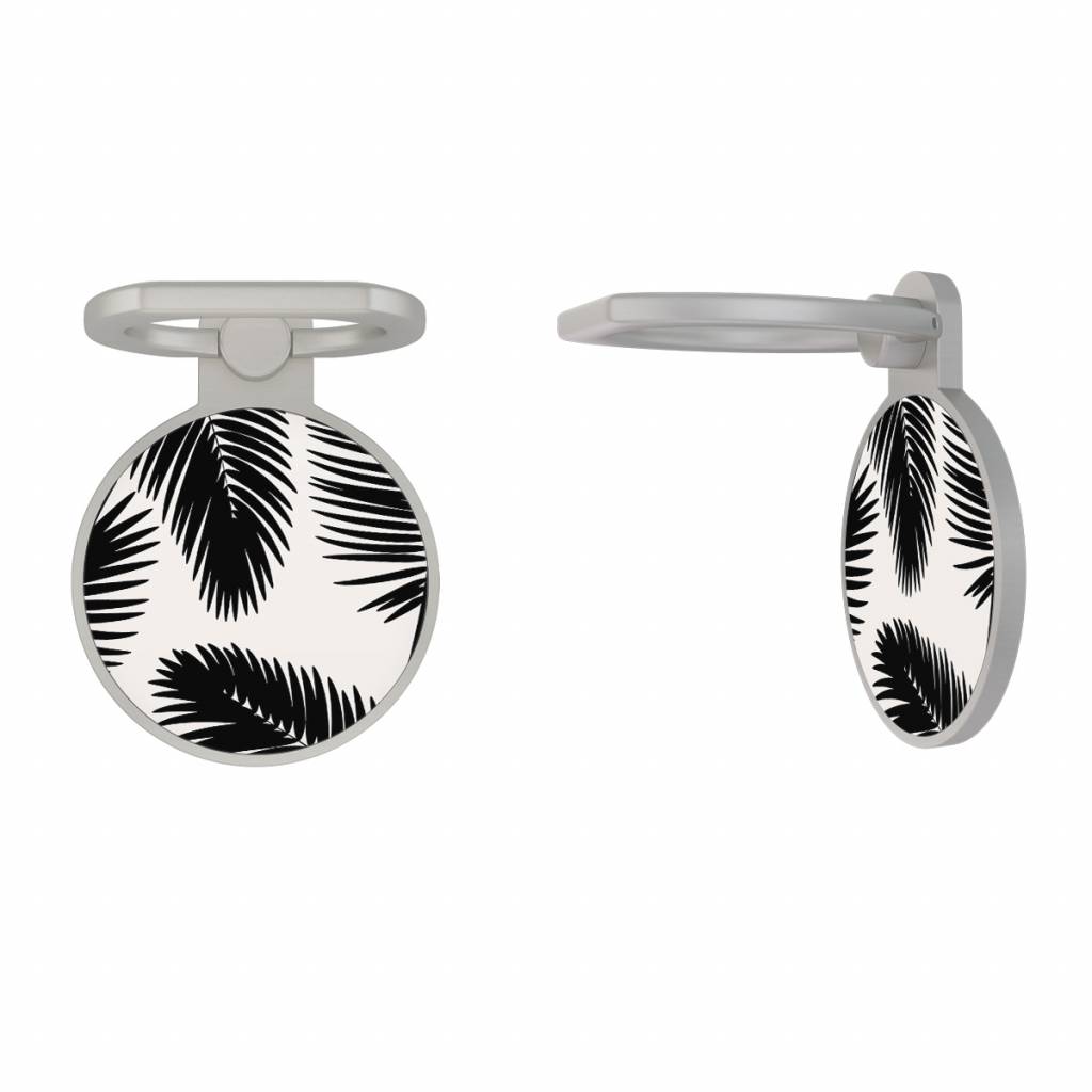 Zilveren telefoon ring houder Palm leaves silhouette