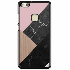 Casimoda Huawei P10 Lite hoesje - Marble wooden mix