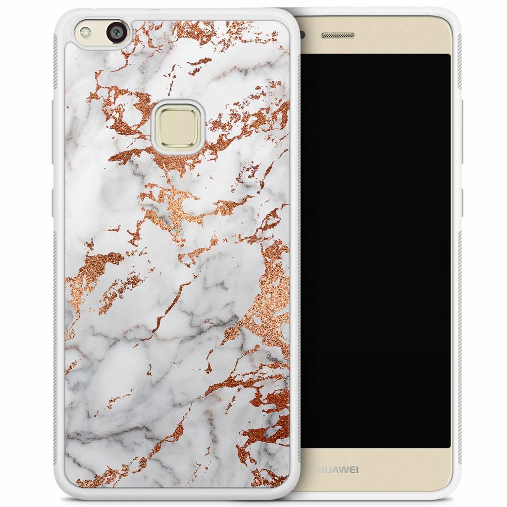 Huawei P10 Lite hoesje Rose goud marmer