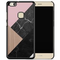 Casimoda Huawei P10 Lite hoesje - Marble wooden mix