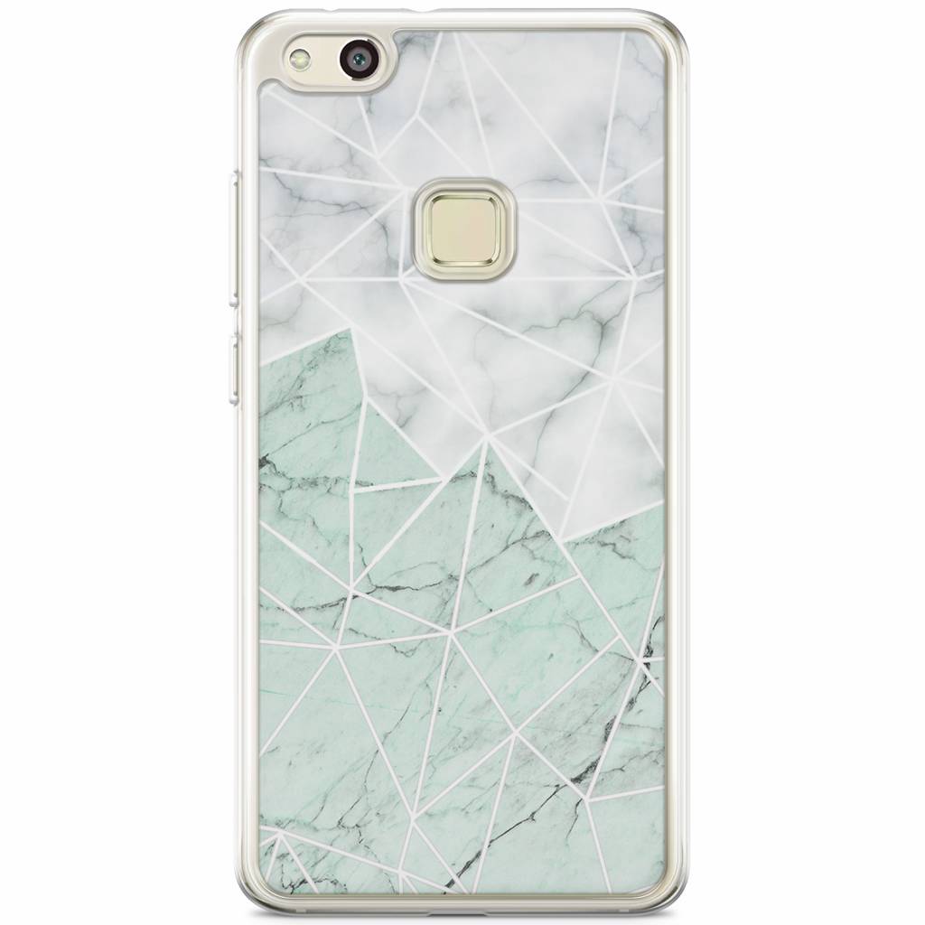 Huawei P10 Lite siliconen hoesje Marmer mint mix