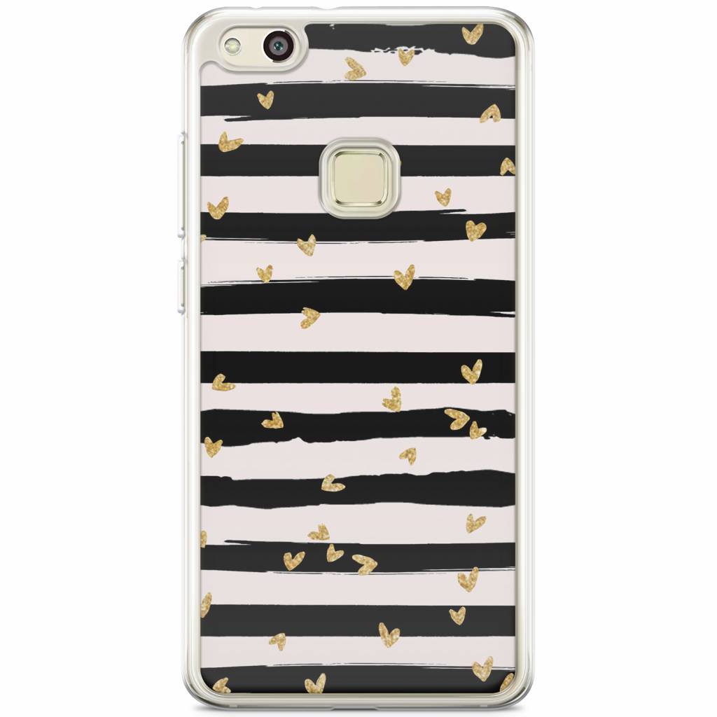 Huawei P10 Lite siliconen hoesje Hart streepjes