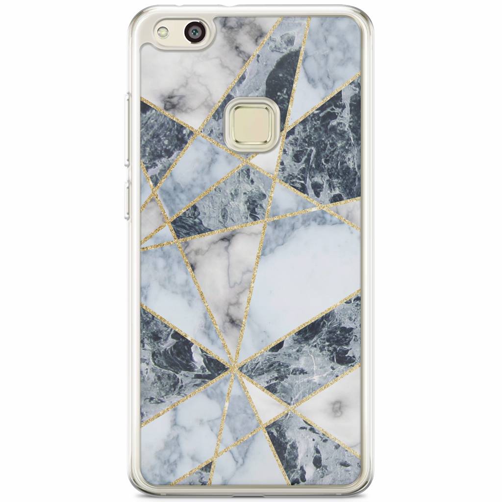 Huawei P10 Lite siliconen hoesje Marmer blauw