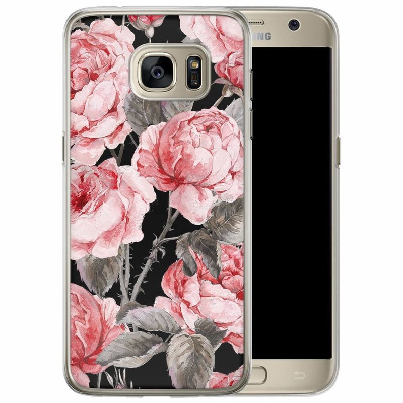 Casimoda Samsung Galaxy S7 Edge siliconen hoesje - Moody flowers