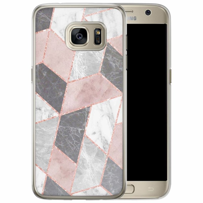 Casimoda Samsung Galaxy S7 Edge siliconen hoesje - Stone grid