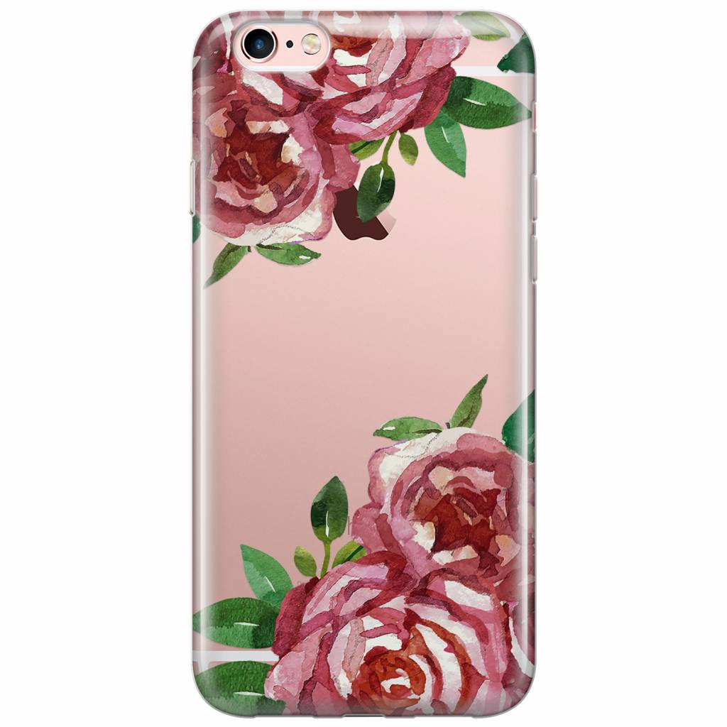iPhone 6 6s transparant hoesje Rode rozen