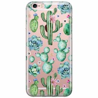 Casimoda iPhone 6/6s transparant hoesje - All over cactus print
