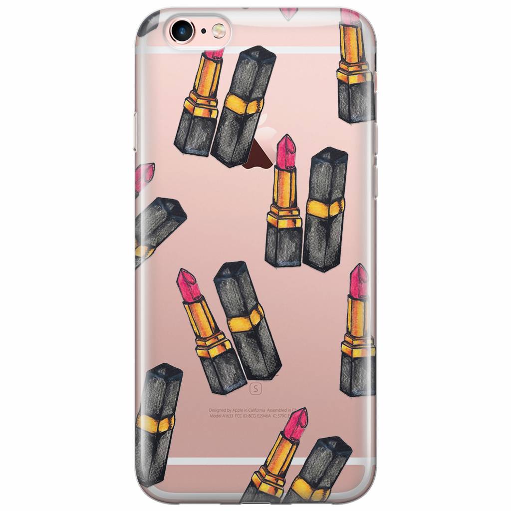 iPhone 6 6s transparant hoesje Lipstick print