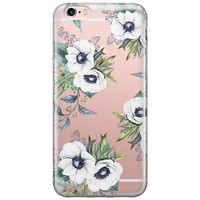 Casimoda iPhone 6/6s transparant hoesje - Bloemenprint wit