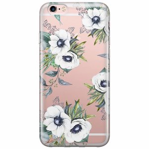 Casimoda iPhone 6/6s transparant hoesje - Bloemenprint wit