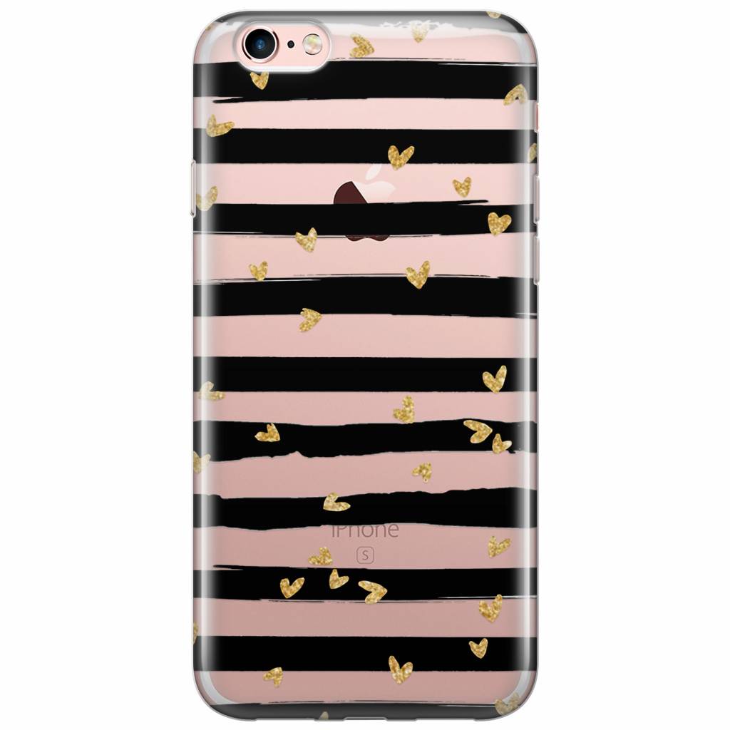 iPhone 6 6s transparant hoesje hart streepjes zwart