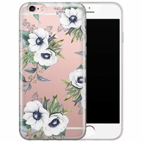 Casimoda iPhone 6/6s transparant hoesje - Bloemenprint wit