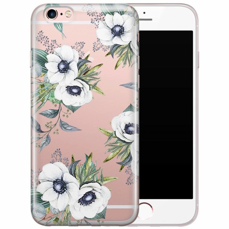 Casimoda iPhone 6/6s transparant hoesje - Bloemenprint wit