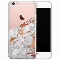 Casimoda iPhone 6/6s transparant hoesje - Rosegoud marmer