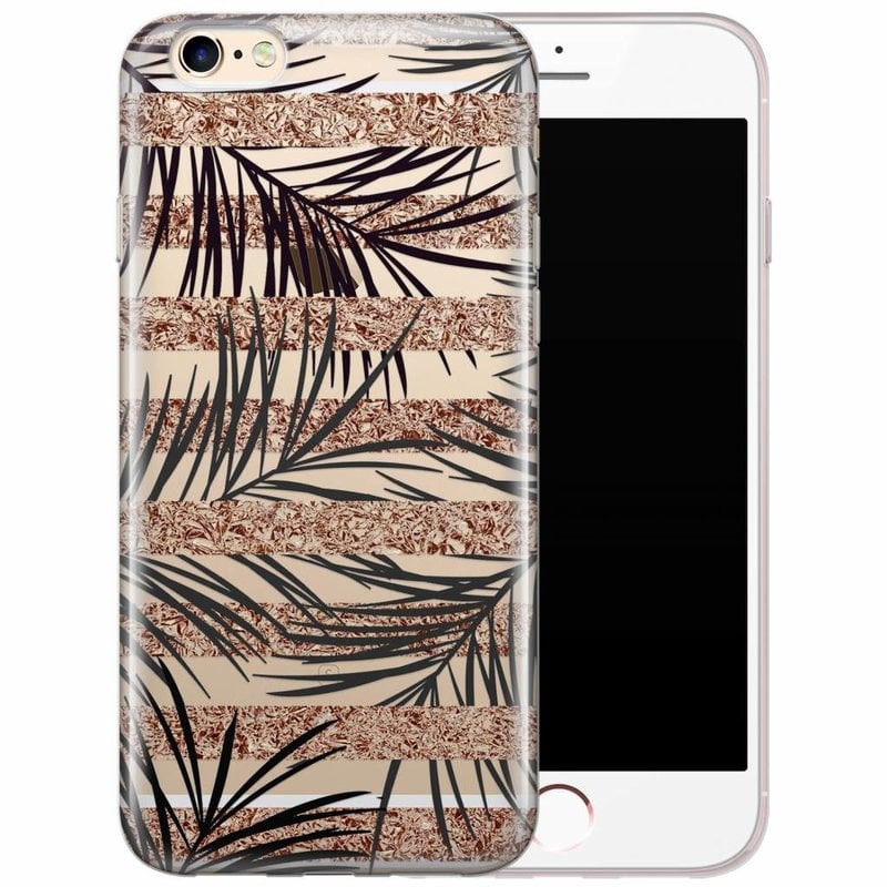 Casimoda iPhone 6/6s transparant hoesje - Rose gold leaves