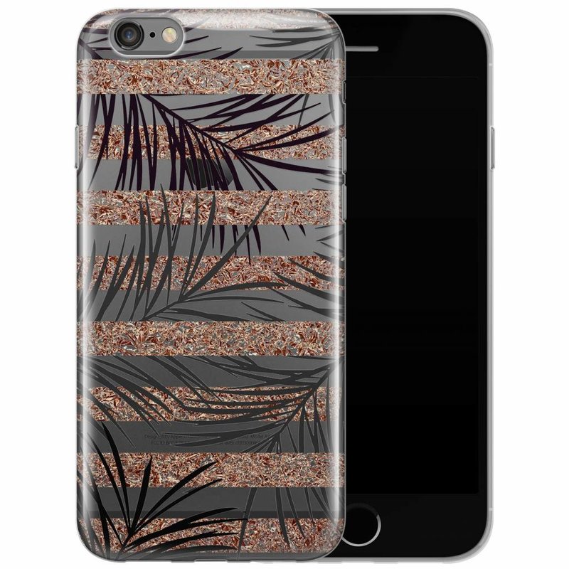 Casimoda iPhone 6/6s transparant hoesje - Rose gold leaves