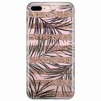 Casimoda iPhone 8 Plus/7 Plus transparant hoesje - Rose gold leaves