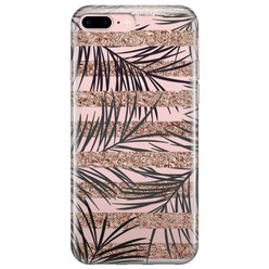 iPhone 8 Plus/7 Plus transparant hoesje - Rose gold leaves