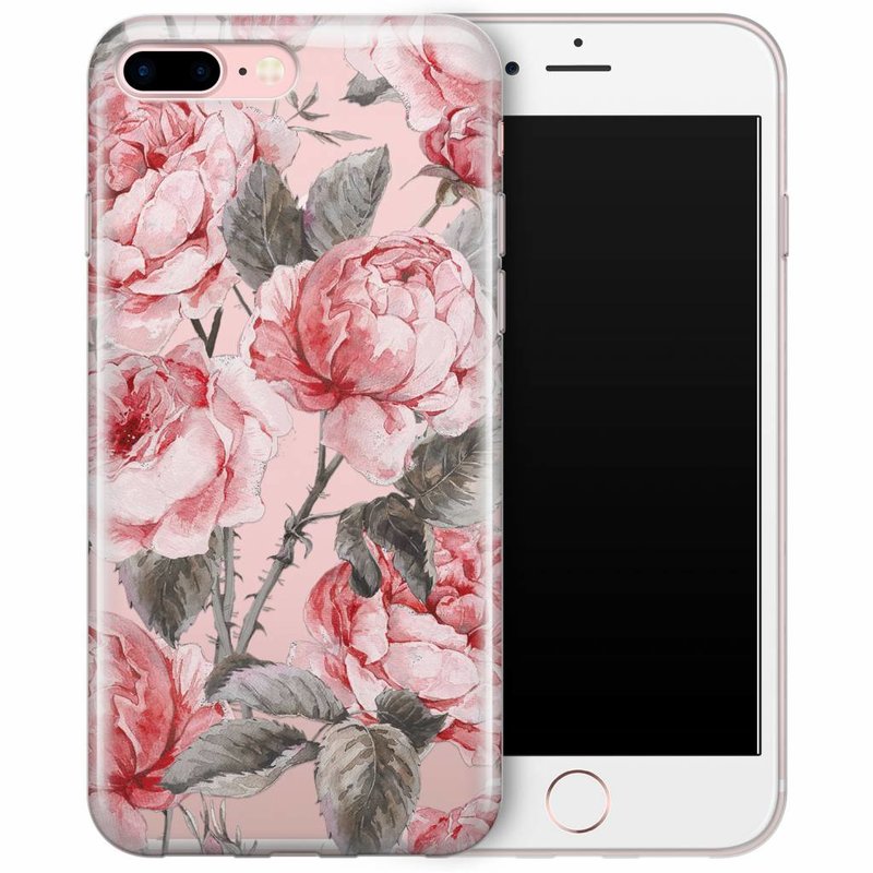 iPhone 8 Plus/7 Plus transparant hoesje - Moody florals