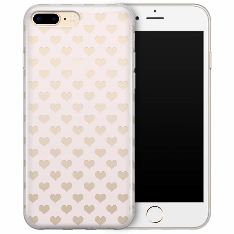 Casimoda iPhone 8 Plus/7 Plus transparant hoesje - Hartjes patroon