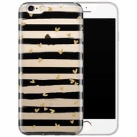 Casimoda iPhone 6/6s transparant hoesje - hart streepjes zwart