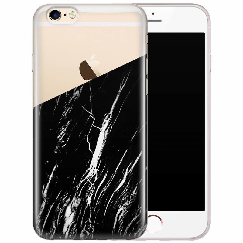 Casimoda iPhone 6/6s transparant hoesje - Marmer zwart schuin