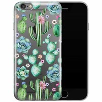 iPhone 6/6s transparant hoesje - All over cactus print