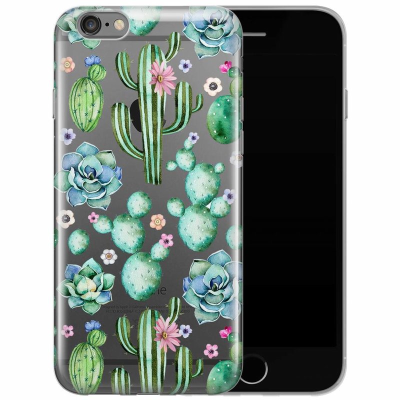 Casimoda iPhone 6/6s transparant hoesje - All over cactus print