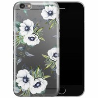 Casimoda iPhone 6/6s transparant hoesje - Bloemenprint wit