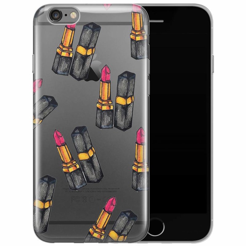 Casimoda iPhone 6/6s transparant hoesje -  Lipstick print
