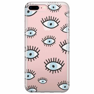 Casimoda iPhone 7 Plus / iPhone 8 Plus transparant hoesje - Blauwe ogen