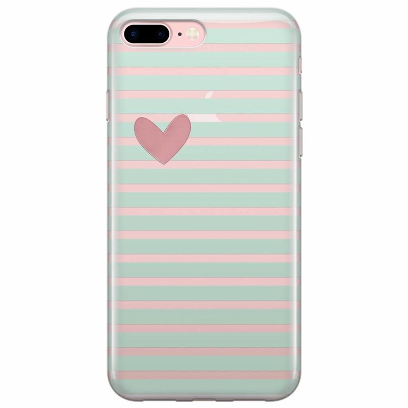 Casimoda iPhone 7 Plus / iPhone 8 Plus transparant hoesje - Mint hart