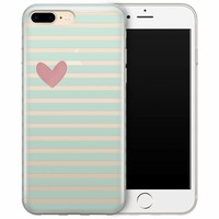 Casimoda iPhone 7 Plus / iPhone 8 Plus transparant hoesje - Mint hart