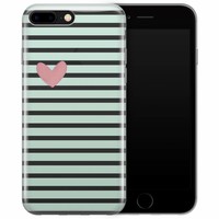 Casimoda iPhone 7 Plus / iPhone 8 Plus transparant hoesje - Mint hart