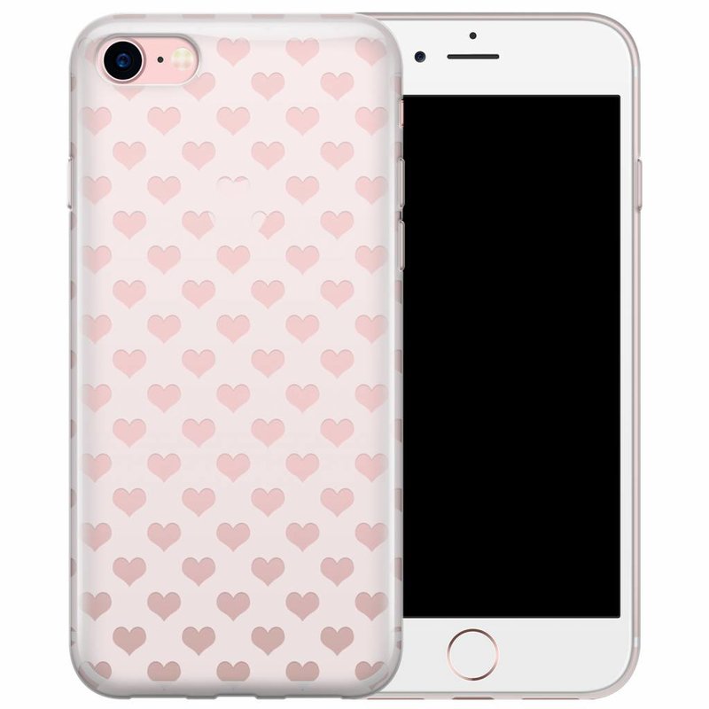 Casimoda iPhone 8/7 transparant hoesje - Hartjes patroon