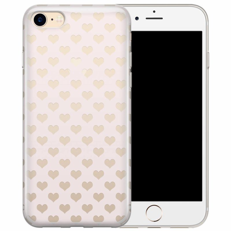 Casimoda iPhone 8/7 transparant hoesje - Hartjes patroon