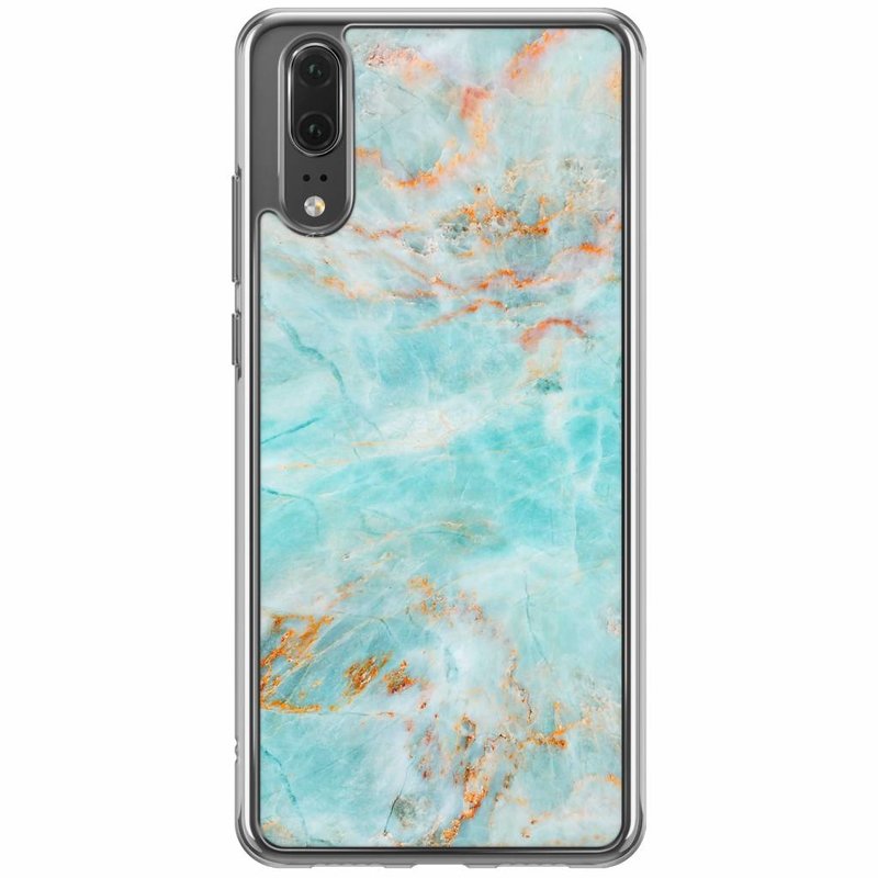 Casimoda Huawei P20 siliconen hoesje - Turquoise marmer