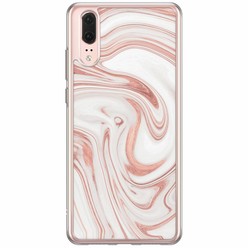 Casimoda Huawei P20 siliconen hoesje - Drama peach marble
