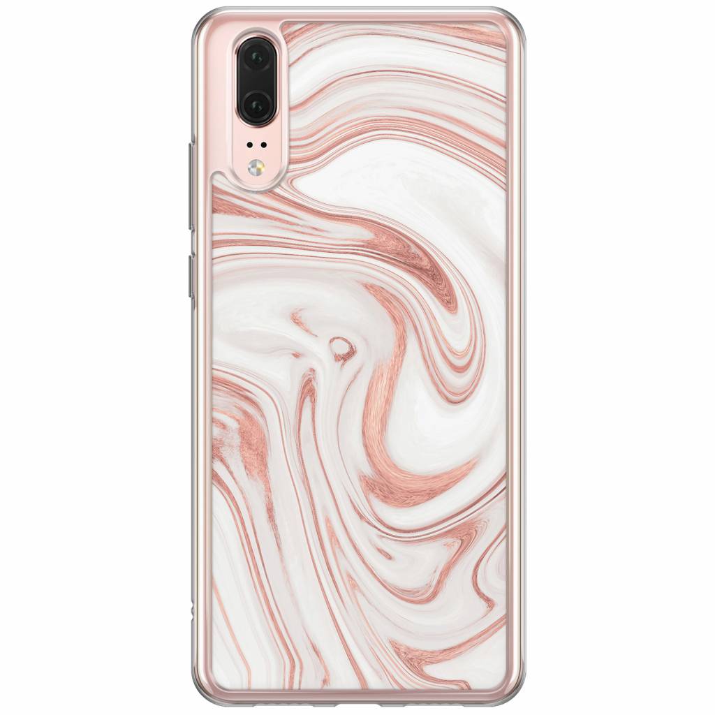 Huawei P20 siliconen hoesje Drama peach marble