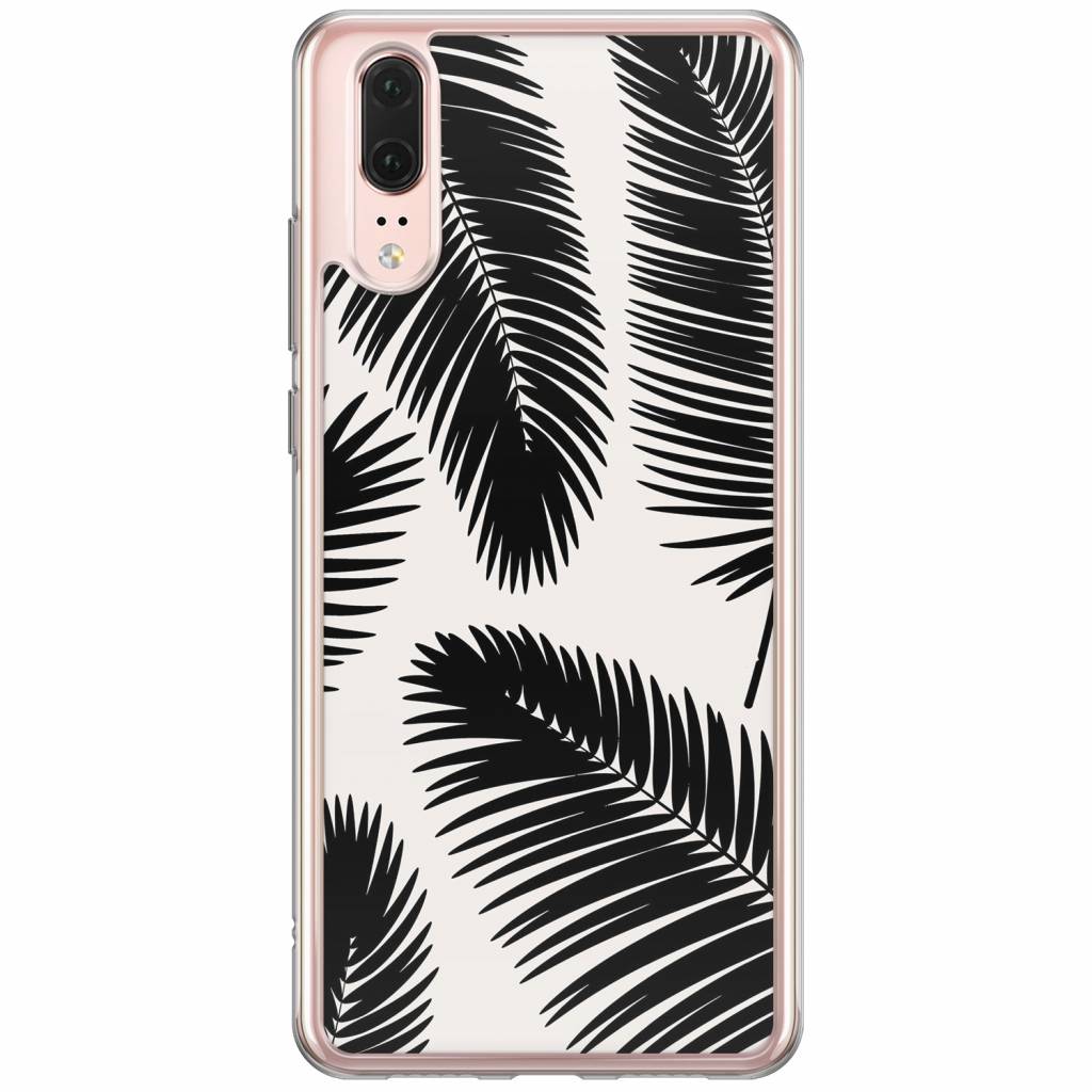 Huawei P20 siliconen hoesje - Palm leaves silhouette