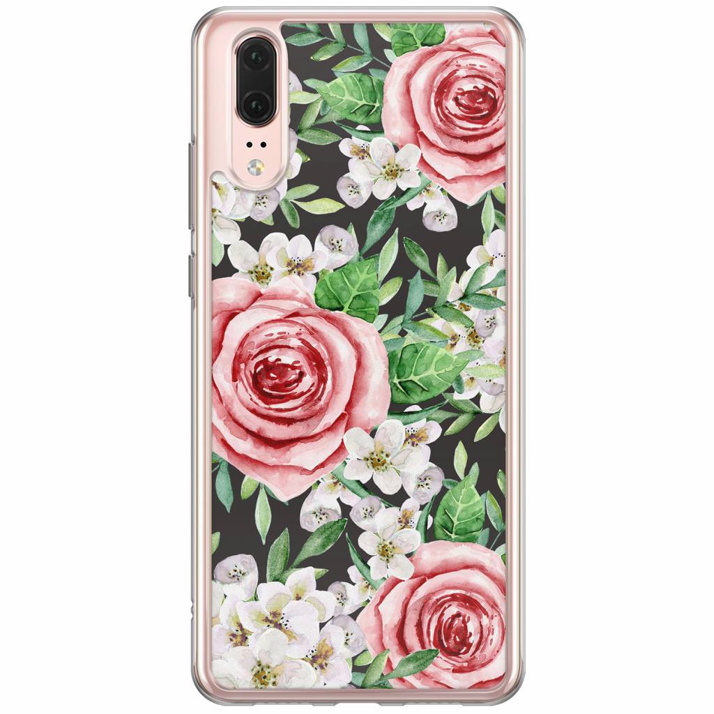 Huawei P20 siliconen hoesje - Rose story