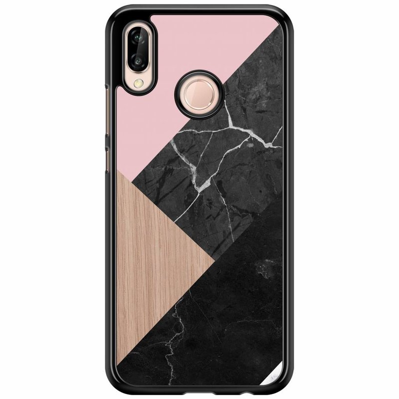 Casimoda Huawei P20 Lite hoesje - Marble wooden mix