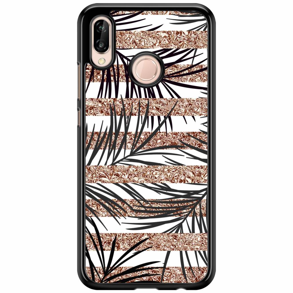 Huawei P20 Lite hoesje Rose gold leaves