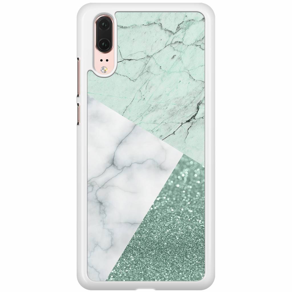 Huawei P20 Hoesje Minty Marmer Collage huismerk kopen in de aanbieding