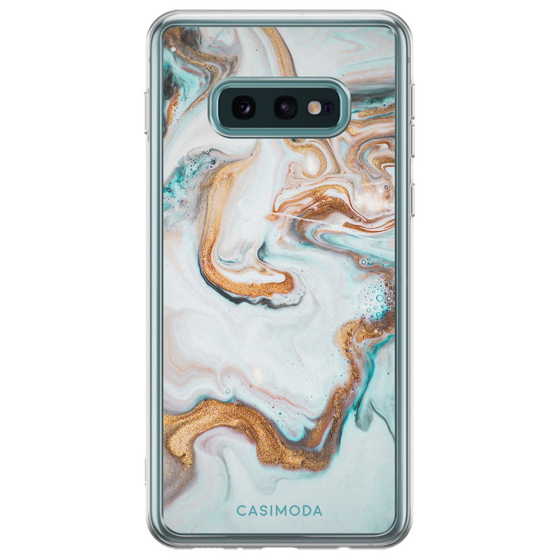 Casimoda Samsung Galaxy S10e siliconen hoesje - Marmer blauw goud