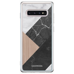 Casimoda Samsung Galaxy s10 siliconen hoesje - Marble wooden mix