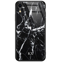 Casimoda iPhone XR glazen case naam - Marmer zwart