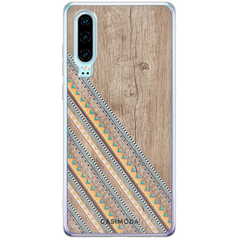 Casimoda Huawei P30 siliconen hoesje - Wooden stripes