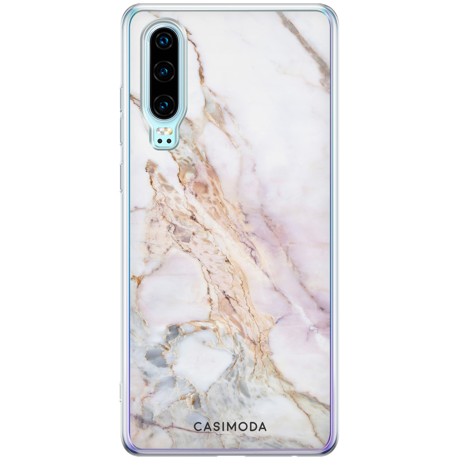 Huawei P30 siliconen telefoonhoesje - Parelmoer marmer