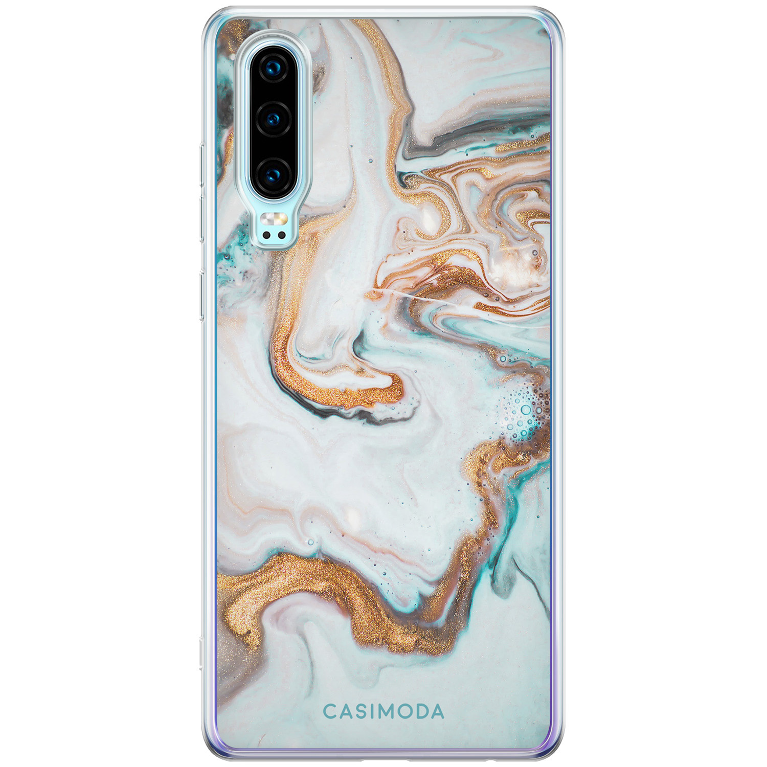 Huawei P30 siliconen hoesje - Marmer blauw